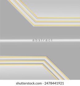 Abstract elegant white background with golden line and lighting effect sparkle. Luxury template design. Vector illustration