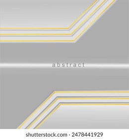 Abstract elegant white background with golden line and lighting effect sparkle. Luxury template design. Vector illustration