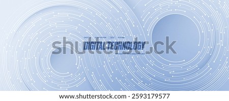 Abstract elegant white technology background with circle circuit wires on a futuristic motherboard. Infinity banner for web presentation. AI concept. Digital vector illustration on light tech bg.