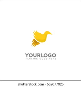 Abstract elegant wing flying gold office logo. Abstract bird vector identity design template. Exclusive business company brand icon.