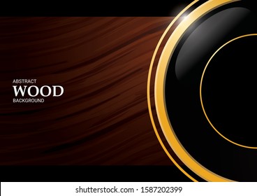 Abstract elegant wooden theme background with golden half circle decoration. For brochure, wallpaper, or book cover. Vector illustration. 