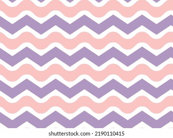 Abstract Elegant Zigzag Wavy Stripes Seamless Pattern Repeated Endless Lines Perfect for Allover Fabric Print or Wrapping Paper Lilac Pastel Pink Tones