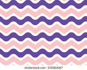 Resumen Elegante Zigzag Wavy Stripes Seamless Pattern Repetir Endless Lines Perfecto para Allover Fabric Print o Wrapping Papel Electric Purple Pastel Pink Tones