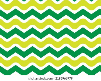 Abstract Elegant Zigzag Wavy Stripes Seamless Pattern Repeated Endless Lines Perfect for Allover Fabric Print or Wrapping Paper Neon Lime Green Tones