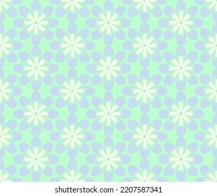 Abstract ElegantM Medium Flowers Botanical Cute Ornament Illustration Vector Seamless Pattern with Soft Color Combination Suitable for Print Textile, Fashionable Wrapping Paper and Decoration 