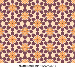 Abstract ElegantM Medium Flowers Botanical Cute Ornament Illustration Vector Seamless Pattern with Soft Color Combination Suitable for Print Textile, Fashionable Wrapping Paper and Decoration 