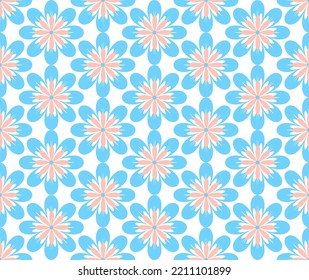 Abstract ElegantM Medium Flowers Botanical Cute Ornament Illustration Vector Seamless Pattern with Soft Color Combination Suitable for Print Textile, Fashionable Wrapping Paper and Decoration 