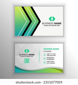 Resumen La plantilla de la tarjeta de visita verde elegante gradiente con curvas puede utilizarse para diseños de negocios, diseños de presentaciones o cualquier diseño adecuado.
