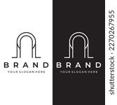 Abstract element of arch line vector logo, for the construction of doors, windows, buildings and architecture.
