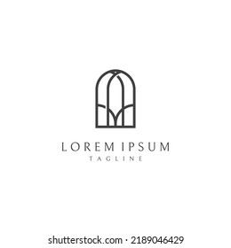 Abstract element of arch line vector logo, for the construction of doors, windows, buildings and architecture.