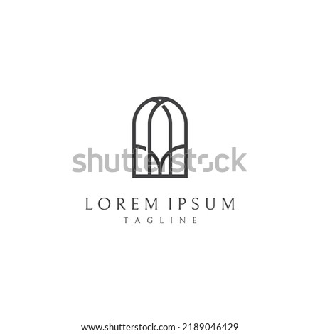 Abstract element of arch line vector logo, for the construction of doors, windows, buildings and architecture.