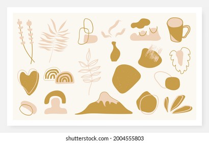 Abstract element boho style for wall decor. organic aesthetic poster decoration. vector illustration