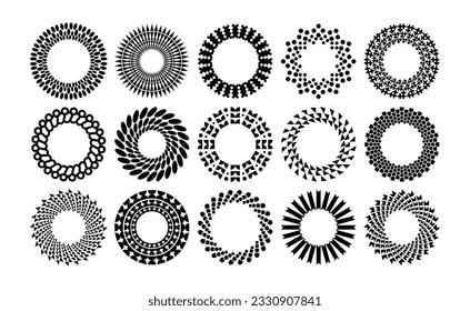 Abstract element circle frame logo design bundle. Geometric line round border.