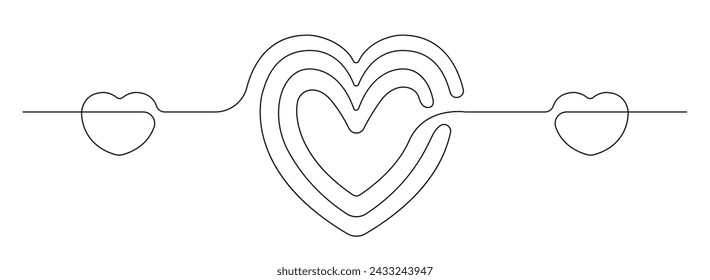 Abstract element continuous one line heart, wall decoration element. Vector illustration.