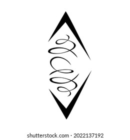 abstract element with curls inside a rhombus. graphic decor, logo