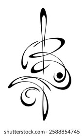 abstract element with decorative ornament in smooth black lines; graphic design