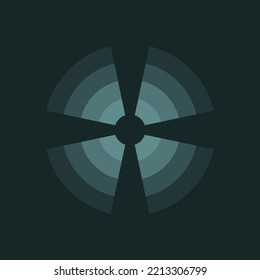 An abstract element depicting a radial pulsation, a source of pain, or a sound wave. Vector illustration.