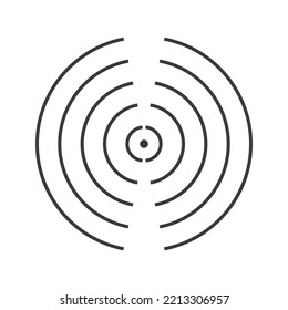 An abstract element depicting a radial pulsation, a source of pain, or a sound wave. Vector illustration.