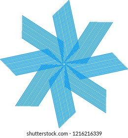 Abstract element for design. Blue twisted shape on white background. Vector illustration.