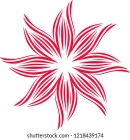Abstract element for design. Colorful red floral shape. Vector illustration.