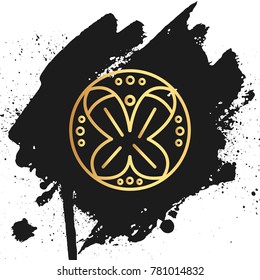 Abstract element for design, gold decoration. Abstract gold beauty industry and fashion logo,Identity for beauty, ecological cosmetics business,companies and clinics. Linear trend style.