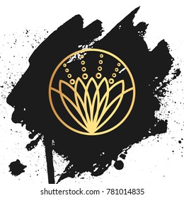 Abstract element for design, gold decoration. Abstract gold beauty industry and fashion logo,Identity for beauty, ecological cosmetics business,companies and clinics. Linear trend style.
