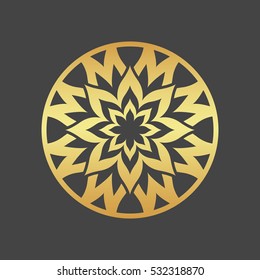 Abstract element for design, gold flower, star, decoration.