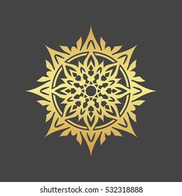 Abstract element for design, gold flower, star, decoration.