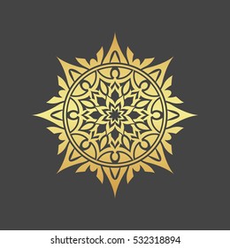 Abstract element for design, gold flower, star, decoration.