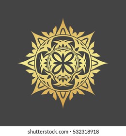 Abstract element for design, gold flower, star, decoration.
