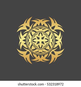 Abstract element for design, gold flower, star, decoration.