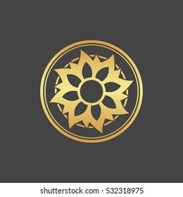 Abstract element for design, gold flower, star, decoration.