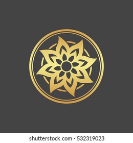 Abstract element for design, gold flower, star, decoration.