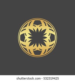 Abstract element for design, gold flower, star, decoration.