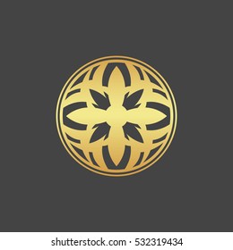 Abstract element for design, gold flower, star, decoration.