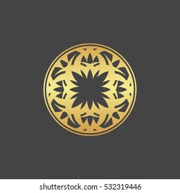 Abstract element for design, gold flower, star, decoration.