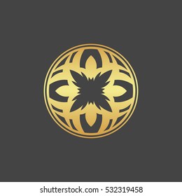 Abstract element for design, gold flower, star, decoration.