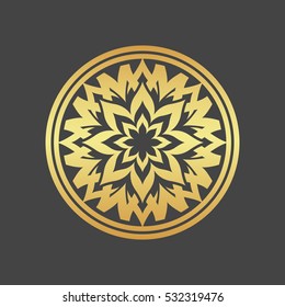 Abstract element for design, gold flower, star, decoration.