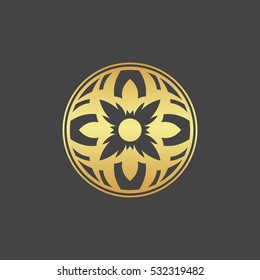 Abstract element for design, gold flower, star, decoration.