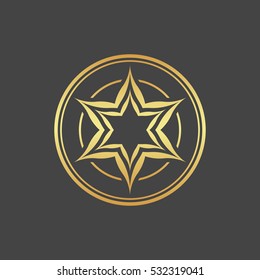 Abstract element for design, gold star, decoration.