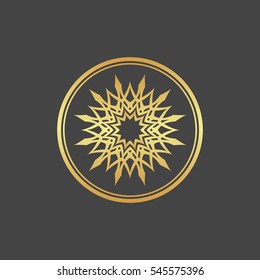 Abstract element for design, gold star, decoration.
