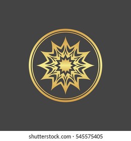 Abstract element for design, gold star, decoration.
