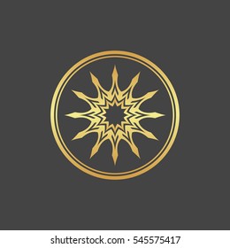 Abstract element for design, gold star, decoration.