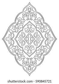 Abstract element of design. Template for carpet, wallpaper, textile and any surface. Vector pattern of black ornament on a white background.