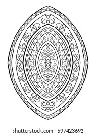 Abstract element of design. Template for carpet, wallpaper, textile and any surface. Vector pattern of black ornament on a white background.