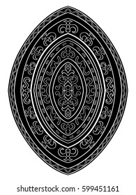 Abstract element of design. Template for carpet, wallpaper, textile and any surface. Vector black ornament on a white background.