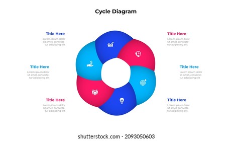 Abstract element is divided into 6 parts. Business data visualization for presentation. Vector infographic diagram.