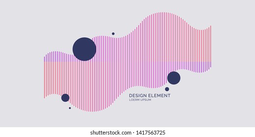 Abstract element with dynamic linear waves. Vector illustration in flat minimalistic style