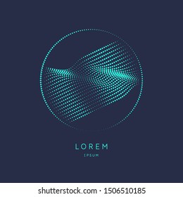 Abstract element with dynamic lines and particles. Vector illustration in flat minimalistic style