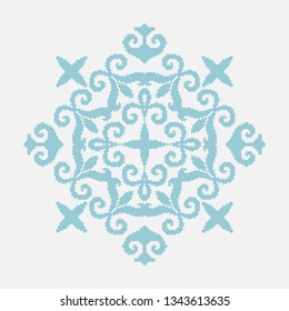 Abstract element of embroidery pattern. Geometric patch ornament formed from squares.  Template for embroidery and textile elements of interior design.Vector illustration.
